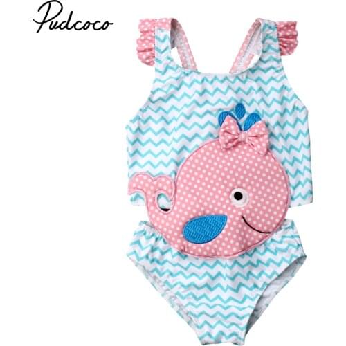 Pudcoco Toddler Baby Girls Swimwear Striped print Swimsuit Beachwear Bathing Suit One Piece Girls Clothes