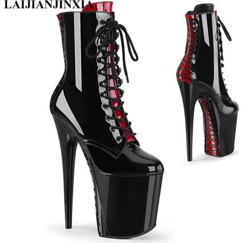 LAIJIANJINXIA New Winter Cross Dressing Pole Dance Punk Low Tube Short Boots 20cm Ankle Boots Stiletto Heels Platform Women Boot