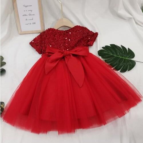 Summer Dresses for Girls Sequined Tulle Wedding Gown Birthday Party Tutu Dress 3-8 Years Evening Communion Childrens Dresses