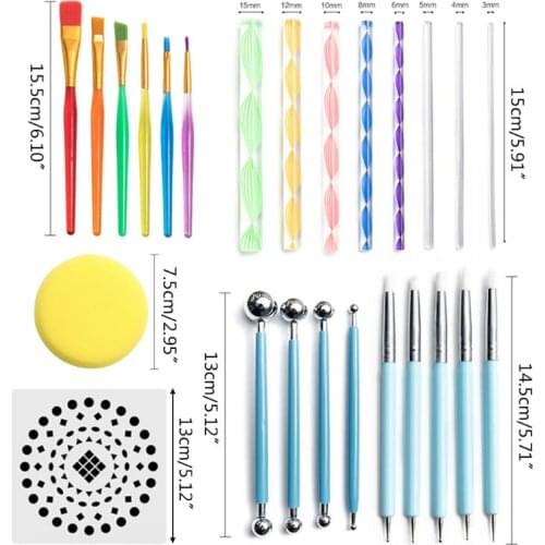 35pcs Mandala Dotted Tools Set for Painting Stone Ceramic Multifunction Stencil