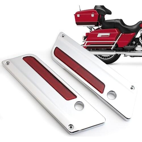 ABS Plastic Motorcycle Saddlebag Latch Cover Red Reflectors For Harley Touring Road King Electra Street Glide 1993-2013