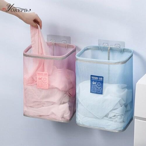 Wall Mounted Breathable Laundry Basket Foldable Dirty Clothes Basket Bathroom Clothes Storage Baskets Laundry Organizer