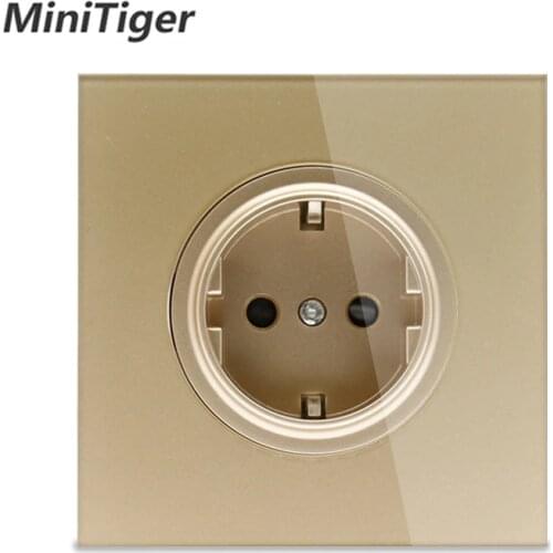 EsooLi 2019 New Arrival Crystal Glass Panel 16A EU Standard Wall Power Socket Outlet Grounded With Child Protective Lock