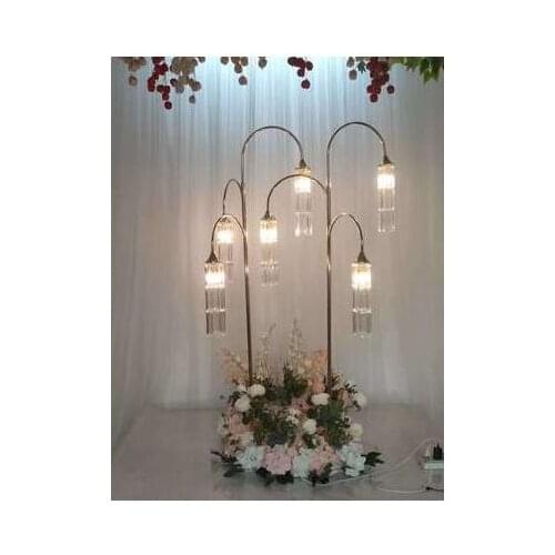 New wedding props three crystal road lead electroplating wrought iron frame European wedding stage decoration