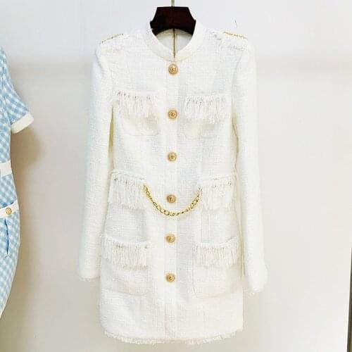 Korean style Designer Womens loose plaid blazers jackets Spring Autumn 2021 Women High quality 100%Silk lining tweed coat A040