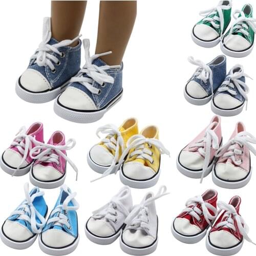 7cm Mini Baby Doll Fashion Canvas Lace Up Sneakers Shoes For 18 inch Girl Dolls Accessories Shoes& Boy Dolls Canvas Shoes J0122
