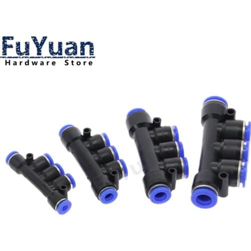 PK" Pneumatic Fitting 5 Way One Touch 4mm-12mm OD Hose Tube Push In 5 Port Gas Quick Fittings Connector Coupler