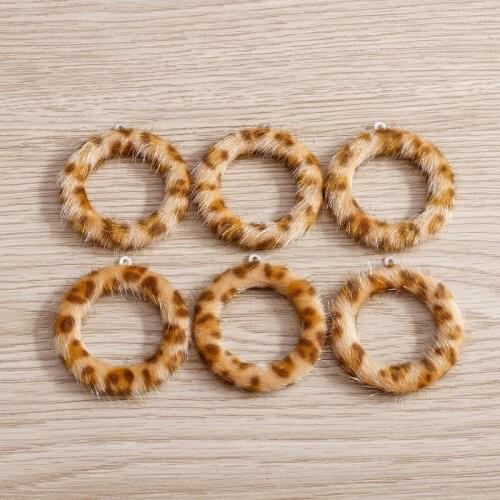 10pcs 34*38mm Fashion Plush Leopard Charms Pendants for Women Drop Earrings Handmade DIY Jewelry Making Findings Accessories