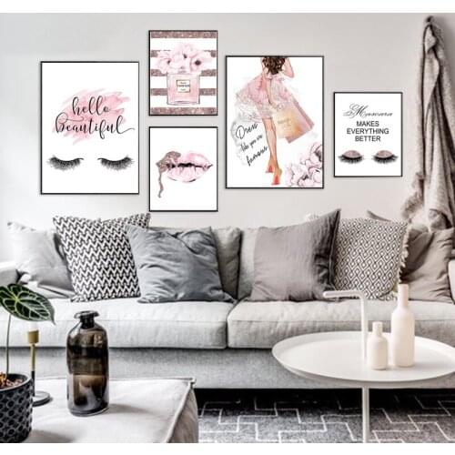 Makeup Poster Nordic Wall Art Fashion Eyelash Canvas Print Painting Perfume Bottle Pictures For Living Room Modern Figure Decor