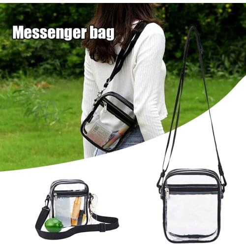 Clear Crossbody Bag Portable Simple Shoulder Bag Square Waterproof Bag for Outdoor Shopping Traveling A66