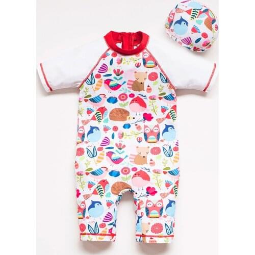 Girls' Swimsuits Children Infants Girls Baby Children Cute one-piece Ins Printed Korean Beach Sunscreen Long Sleeve Swimwearear