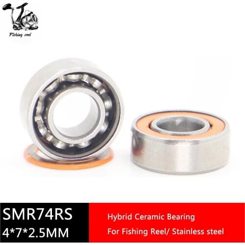 2Pcs Fishing Reel Bearings SMR74 2RS CB ABEC7 4*7*2.5 mm Stainless Steel Hybrid Ceramic Ball Bearing SMR74-2OS CB SMR74RS