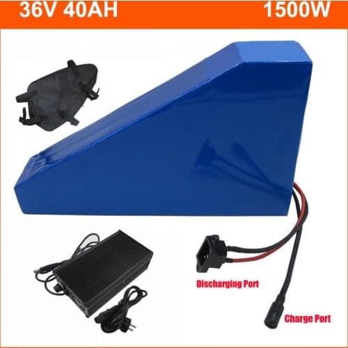 1500W 36V 40AH triangle battery 36V Electric Bike E-Scooter battery 35E 18650 cell with Free bag 50A BMS 42V 5A Charger