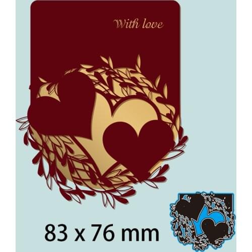 Three Hearts Wreath of Leaves Metal cutting Dies Craft Embossing Scrapbooking paper craft Greeting Card