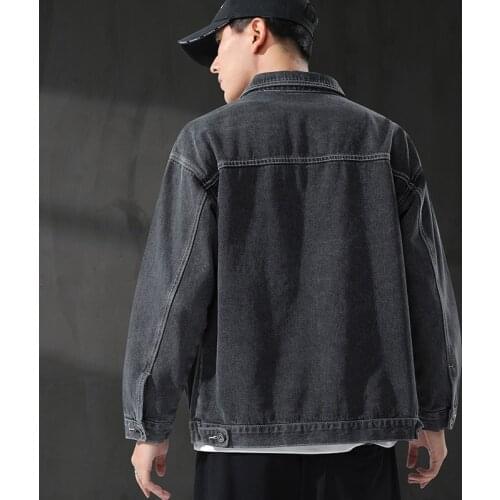 Unisex Casual Men Denim Cargo Jacket Overcoat Male Streetwear Womens Hip Hop Loose Jeans Coat cowboy