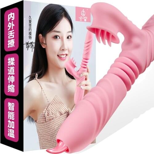 Rabbit vibrator Licking Clitoral Stimulator Tongue Licking G-spot Telescopic Swing Heating Dildos Vibrator Sex Toys