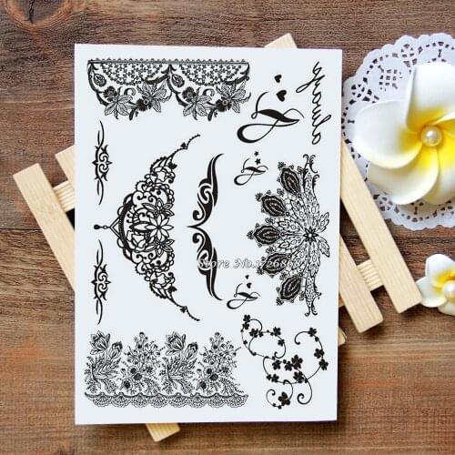 Waterproof Metallic Gold Silver White Temporary Tattoo For Black India Henna Tattoo Love Flower Pattern #016