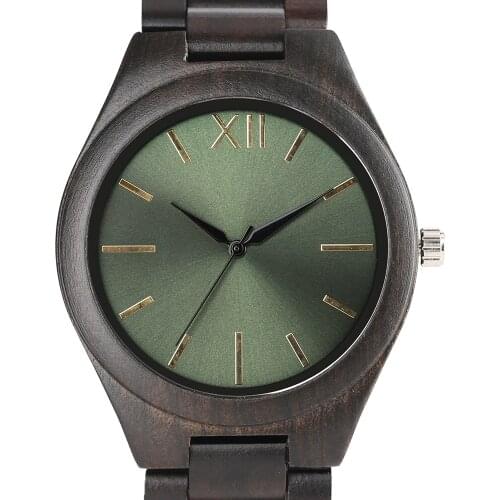 High Quality Black Full Bamboo Wooden Watch Mirror Smooth Dial Quartz Wristwatch Mens Standard Clock relogio masculino esportivo