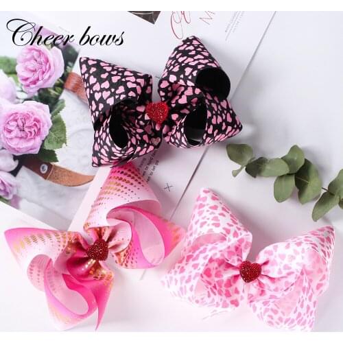 7'' Valentines Day Hair Bow Gold Heart Large Hair Clips For Girls Lovely Knot Fastival Gift Hairpins Fashion Hair Accessories