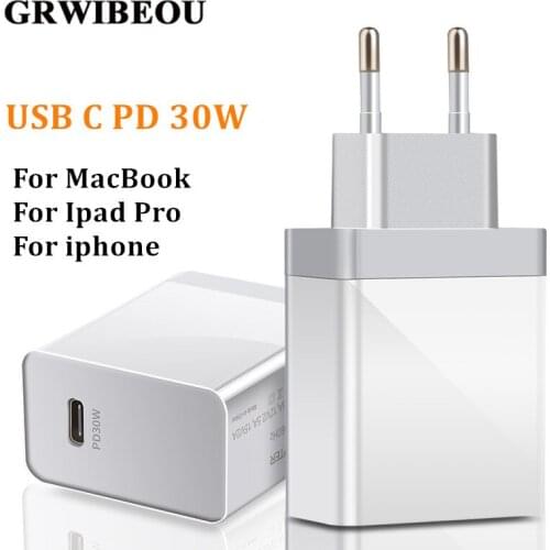 Grwibeou PD Charger 30W USB Type C Fast Charging for Phone 8 11 QC3.0 USB C Quick Charge 4.0 3.0 QC PD Charger