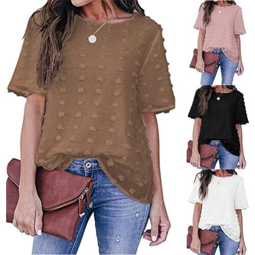 Summer Women Blouses Chiffon 2021 Embroidered Tulle Fake Two-Piece Chiffon Short-Sleeve Blouse Ladies Shirts Solid Woman Shirt T