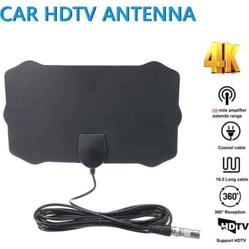 1pc Car Auto 1080P 4K Antenna TV Digital HD 300 Mile Range Skywire Indoor 16ft Coax Cable VHF UHF Accessories