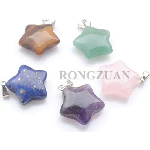 10Pcs Mixed Stone Charms Pendants star shaped Dangle Crystal Opal Stone Beads fit necklace Earrings DIY jewelry making TBN403