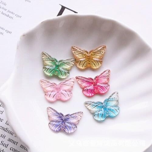 12pcs /lot 21*13mm Cute flatback resin Multicolor butterfly Animal Decoration Crafts For DIY Jewelry Materials
