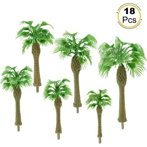 18pcs Model Train Model Railway Fan Palm Trees OO/HO/TT/N/Z Scale Architectural Seabeach Layout YS07