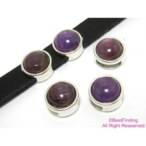Amethyst leather slider 10x2mm leather findings