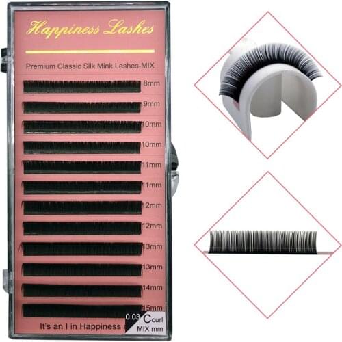 Fast Shipping Black Matte Soft Natural Lashes Individual Eyelashes Classic False Eyelash Extensions Makeup Mink Black Material