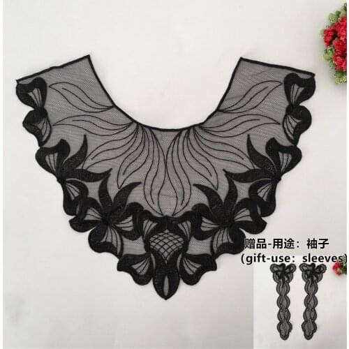 Black Organza Embroidery Venice Lace Neckline Sewing Applique Collar Sewing Supplies Decorative Dress Clothing Scrapbooking