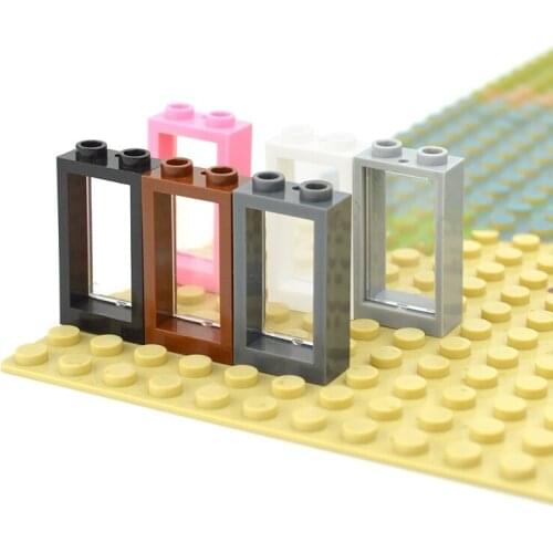 City Classic DIY Accessories Windows with Glass 1x2x3 Window Frame Doors MOC Parts Compatible with 60593 60602 Toys For Kids