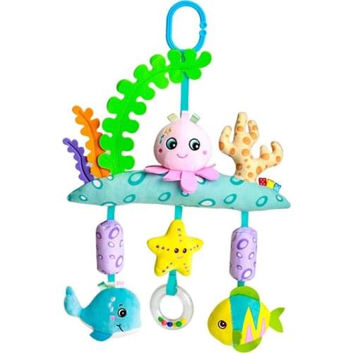 Baby Rattle Toy Cute Cartoon Simulation Animal Crib Hanging Plush Bed Bell Toy Chair Baby Sensory Rattle Educational Toy Gift
