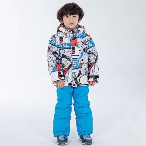 Children Ski Suit Boys Outdoor Snowboard Jackets Windproof Warm Kids Ski Set Waterproof Cotton Jackets Overalls