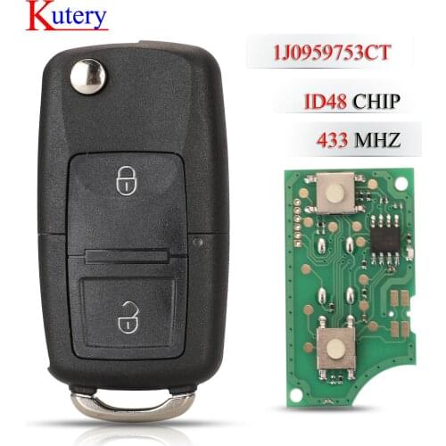 Kutery 1J0959753CT 1J0959753AG Remote Key For VW/Volkswagen Beetle Bora Polo Passat B5 Golf 433Mhz with ID48 Chip