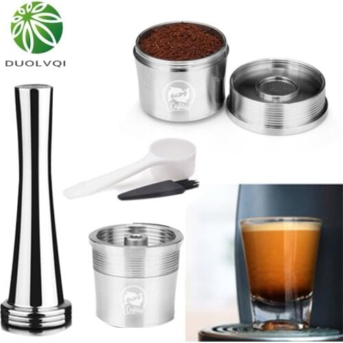 Food Grade Stainless Steel Coffee Tamper Practical Cafe Capsules Cup Refillable Coffee Filter Reusable Coffee Capsule Coffeeware