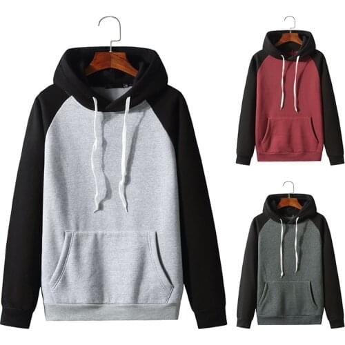 Cotton US size Autumn New Men Wommen Raglan Sleeve Color Blocking Casual Pullover Long Sleeve Hoodies