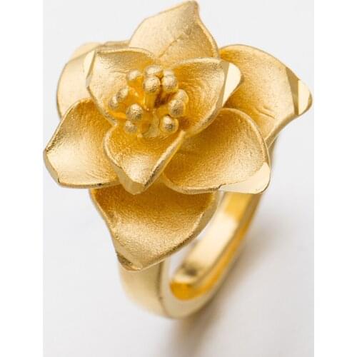 Wando Trendy Plated 24K Gold Multi shape Wedding Flower Gold Color Bride Rings For Men Women Jewelry Gifts