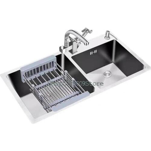 Kitchen Sink Double Trough 304 Stainless Steel Household Manual Vegetable Sink Sink Thickened Vegetable Sink Sink Sink