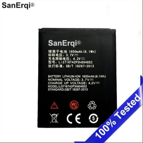 Li3716T42P3h604852 1650mAh For ZTE Q507T Q507 Li-ion Polymer Powerful Batteries SanErqi