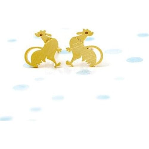 Fashion rooster and shell plated stud earrings zinc alloy cute small earrings for women