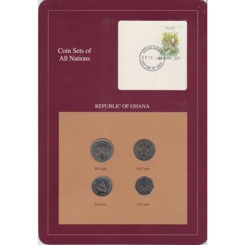 A Set of 4 Ghana Coins, Franklin Card Set, New Look 100% Authentic Original Coin Collectibles UNC