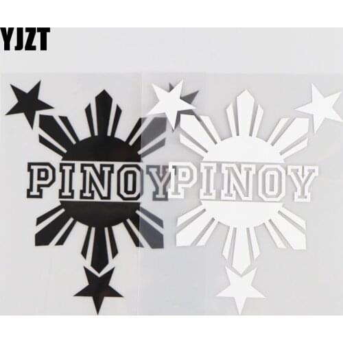 YJZT 12.2CM*14.5CM PINOY Car Decal Window Crazy Bumper Sticker Car Interesting Body Stickers Black/Silver 4A-0068