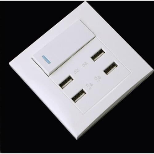 220V 10A Wall Switch Socket 4 Port USB Charger Power Outlet Adapter Panel L15