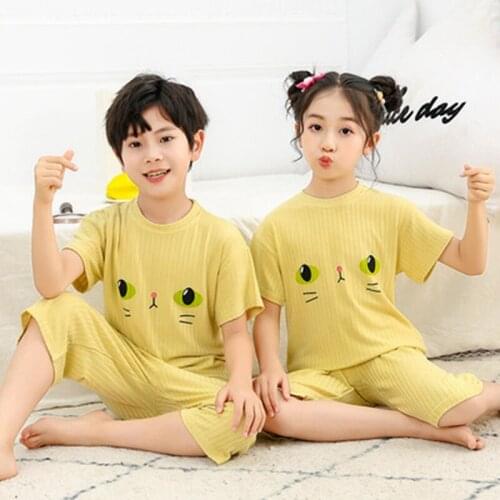 New Summer Children Homewear Suits Kids pajamas Half sleeve Sleepwear Clothes Sets Childrens Clothing from 2 to 14Years