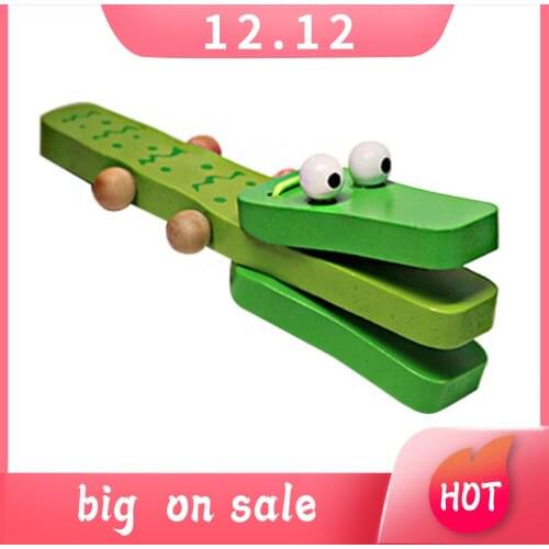 Orff world Crocodile Shape Wooden Castanet Baby Musical Instrument Cartoon Baby Musical Educational Instrument Toy Rattle Toy