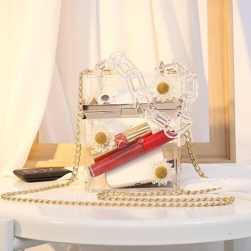 Crossbody Bags for Women 2021 Mini Brand Bags for Girls Desinger Handbags Daisy Pattern Acrylic Box Purse Colorful Top Quality