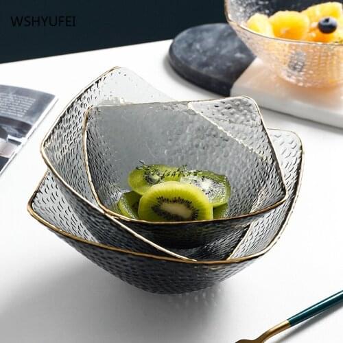 Phnom Penh Transparent Glass Fruit Salad Bowl Personality Creative Household Japanese Large Nordic Exquisite Dessert Bowl