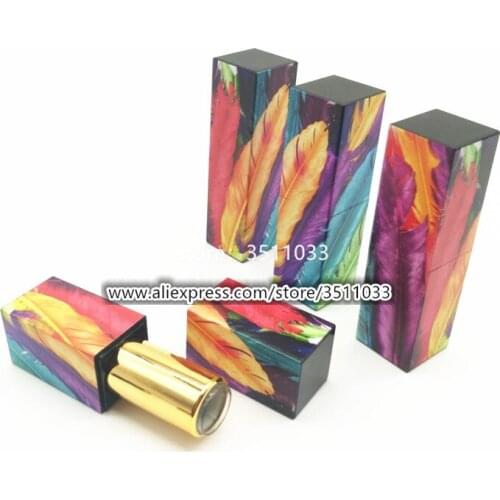 12.1MM Empty Lipstick Tube Colorful Cosmetic Magnetic Buckle Rainbow Lip Balm Tube Empty Gold Square Lipstick Container 20pcs